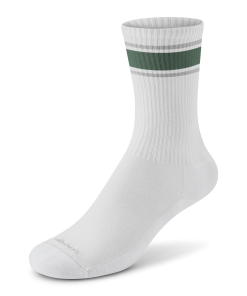 Anytime Crew Sock - Blizzard. Verdant Green (Light Grey Sole)